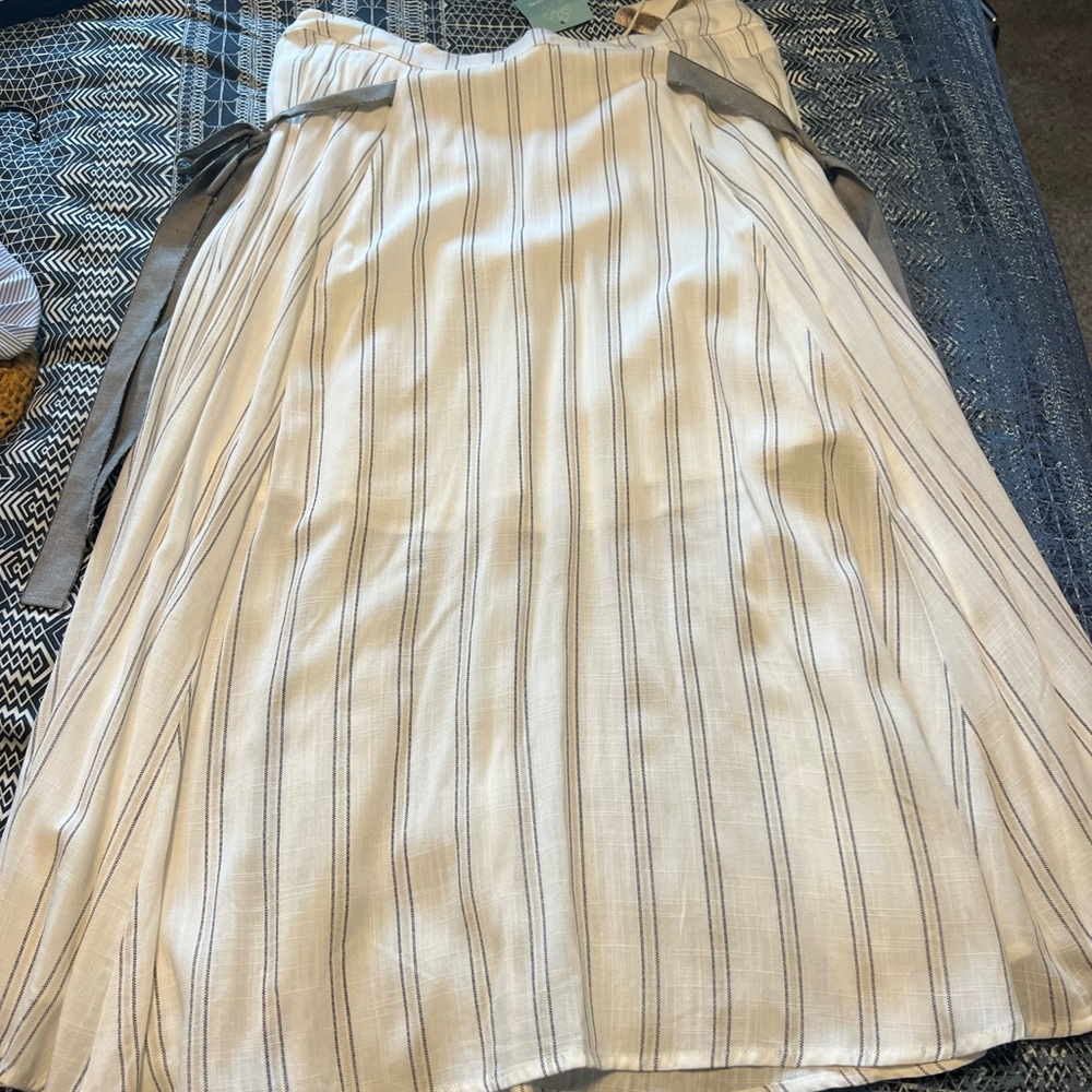 White Pinstripe Midi Skirt - NWT